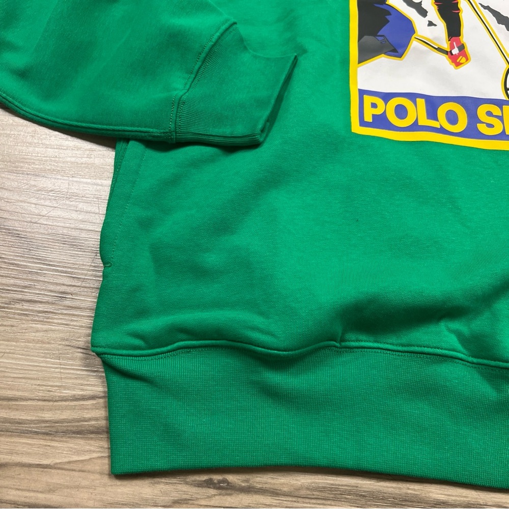 POLO Ralph Lauren Fleece Ski Alpine Mountain Green Hoodie Men’s Small $168 NWT - Picture 2 of 5